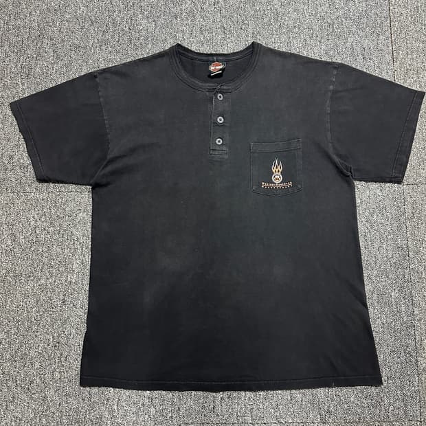 (XL) 00s 빈티지 할리데이비슨 헨리넥 블랙 티셔츠