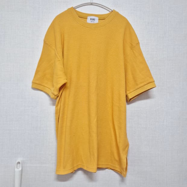 PURE 옐로우 와플 반팔 티셔츠