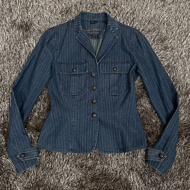 랄프로렌 Ralph Lauren 스트라이프 데님 블레이저 청자켓 S