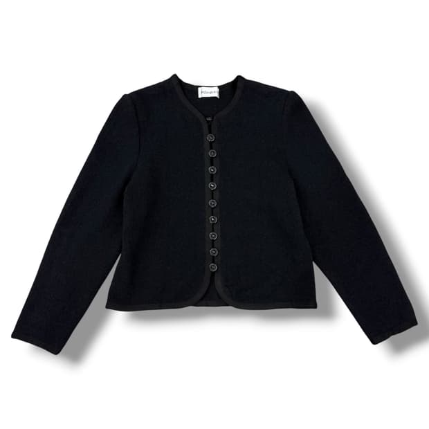 입생로랑 블랙 포인트 버튼 울 가디건 자켓