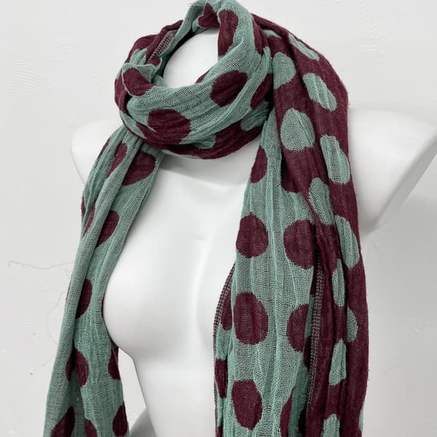 배색 도트 니혼진 머플러 