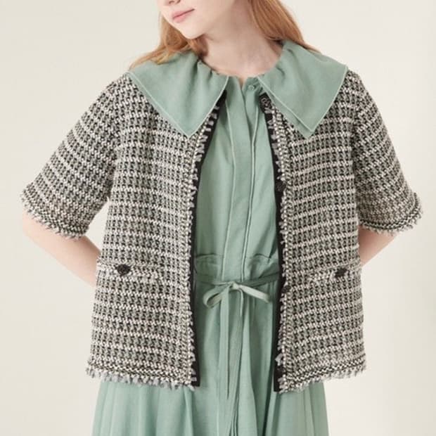 한섬 SJSJ 2022 트위드 반팔 자켓 F사이즈