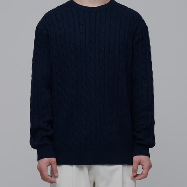 (실착3회) 무신사 스탠다드 울 캐시미어 케이블 크루 넥 니트