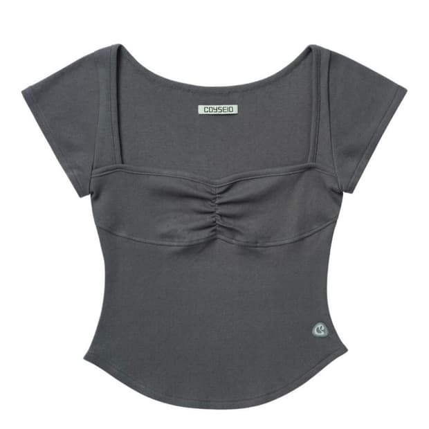 코이세이오 punching shirring top charcoal