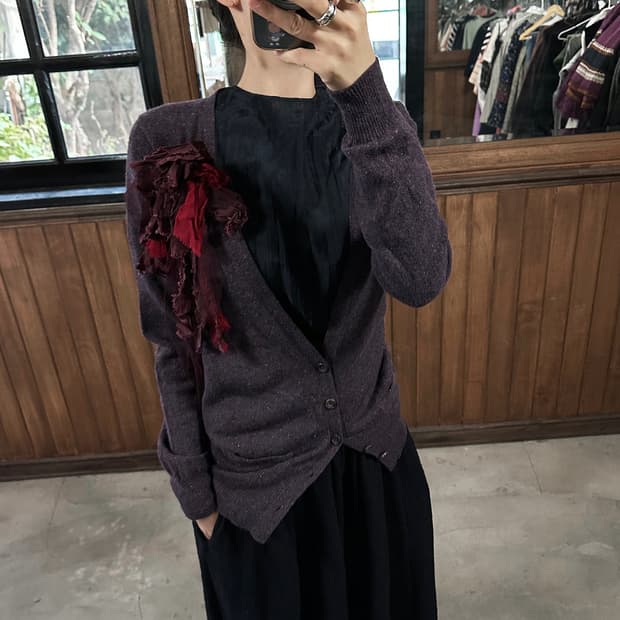 SACAI layered draped fabric detail cardi