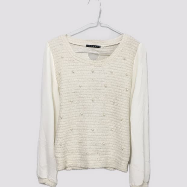 INGNI 잉그니 히메갸루 아이보리 진주 포인트 블라우스