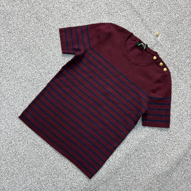 L 새상품 랄프로렌 스트라이프 반팔 니트 0325J