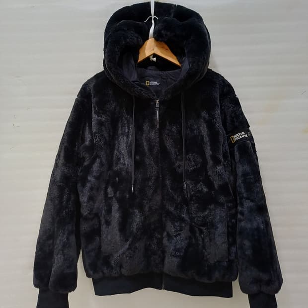 내셔널지오그래픽 페이크퍼 후드 풀집업 자켓 여성 L 거의새것 사랑봉봉