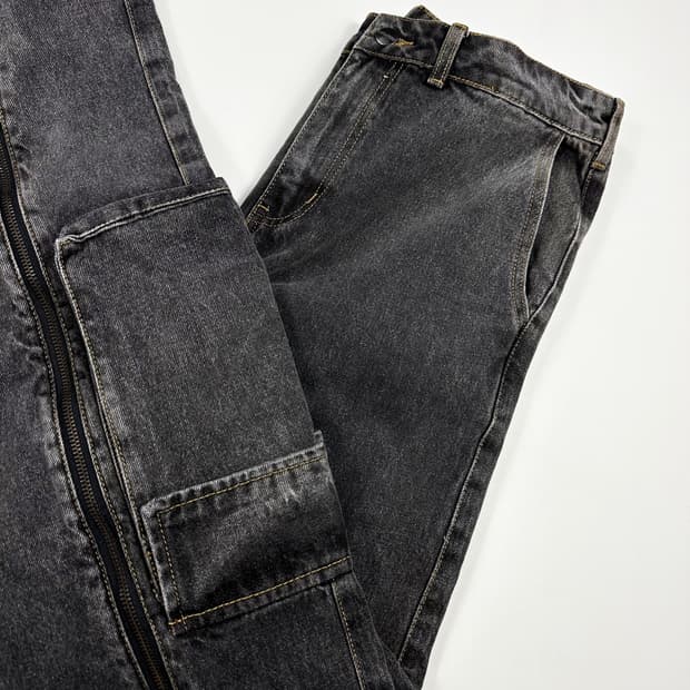 VTG 빈티지 흑청 스트레이트 카고팬츠 (32인치)