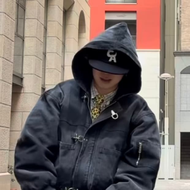 RARELIZE 블랙 후드 더플 자켓 L2089