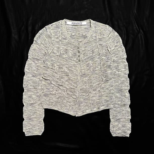 퍼버즈 핀치드 심 그린 니트가디건