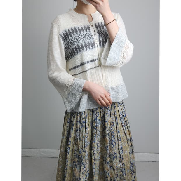 노르딕 물결 가디건 탑