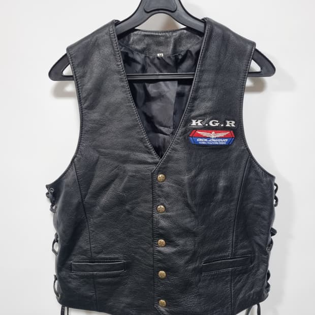 k.g.r 동호회 천연소가죽 라이더 조끼 m