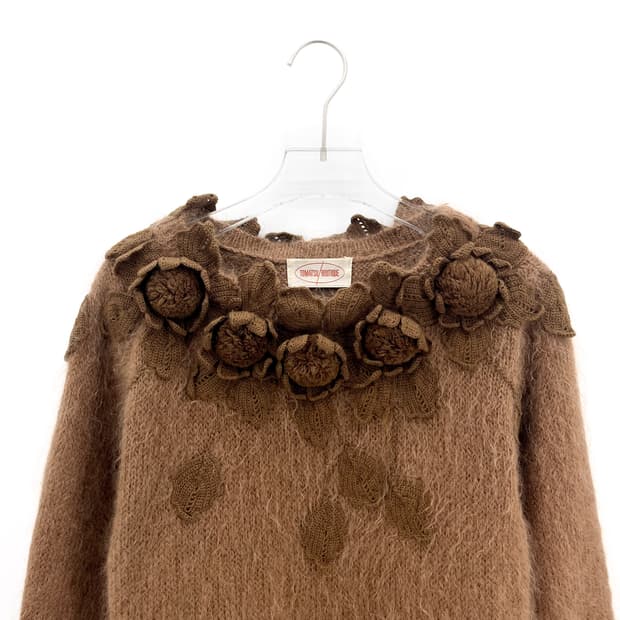 빈티지 플라워 코사지 울 니트