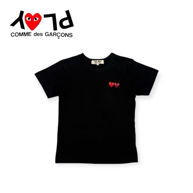 꼼데가르송 플레이 더블하트 와펜 티셔츠