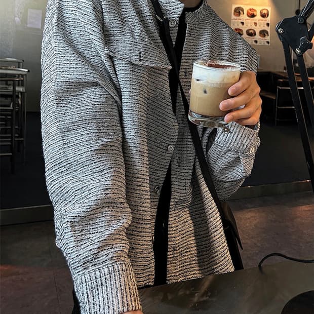 트위드 크롭 셔츠 자켓