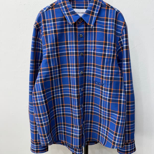 정품) 솔리드옴므 블루 체크 셔츠 46