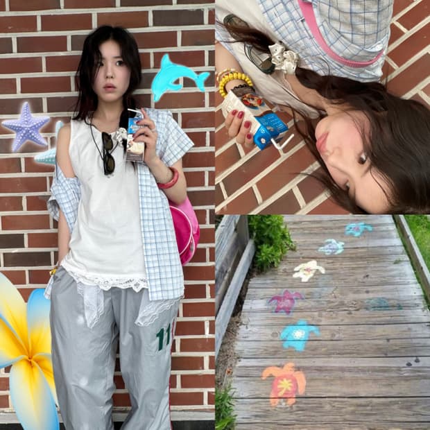 뉴진스 하우스윗st 빈티지 코디세트 4pcs