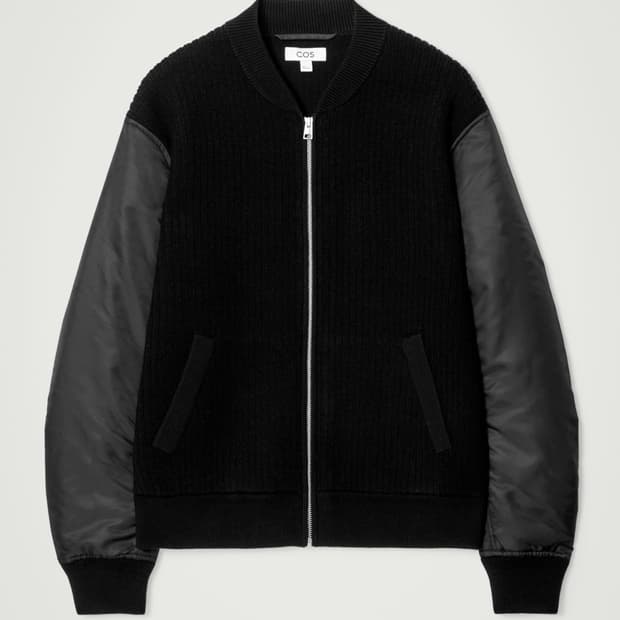 COS 코스 메리노 울 나일론 보머 자켓 블랙