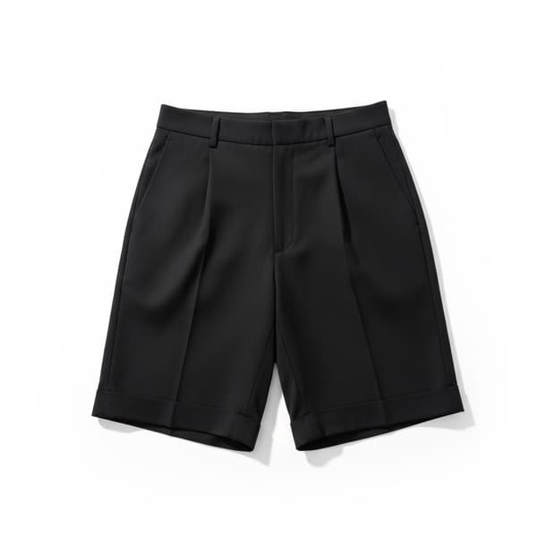 솔리드 검정색 턴업 반바지 슬랙스 30