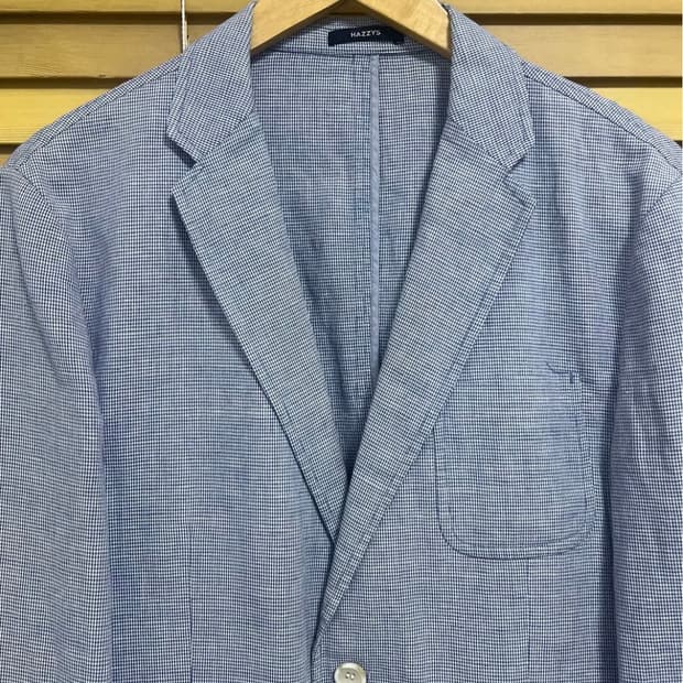 헤지스 남성 잔체크코튼린넨자켓