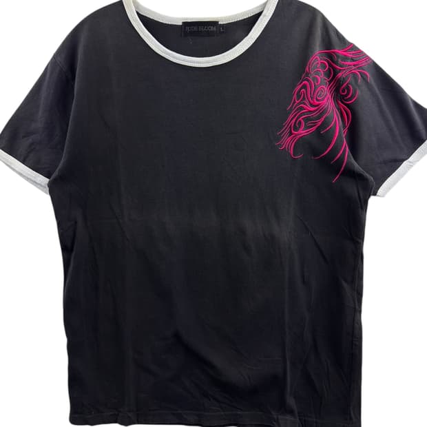 JPN 갸루 Y2K 핑크자수 슬리브1324