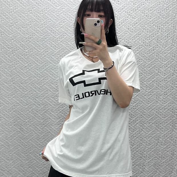 길단 캐주얼 빈티지 모터 쉐보레 로고 프린팅 반팔티 2XL C12905