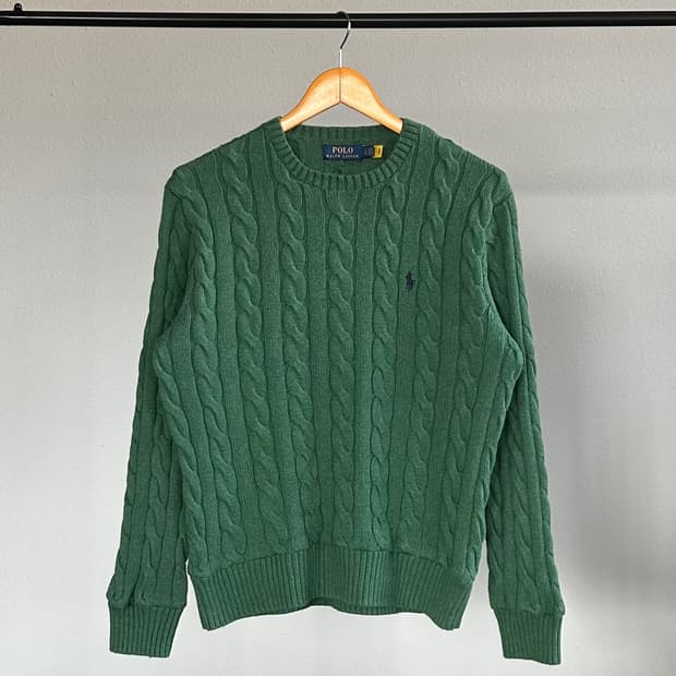 [S]폴로 랄프로렌 그린 케이블 니트 스웨터