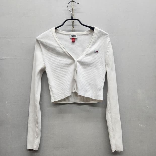 타미진스 로고 골지 크롭 가디건 S(S)