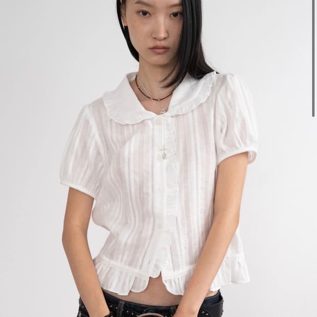 picky society lace frill short blouse