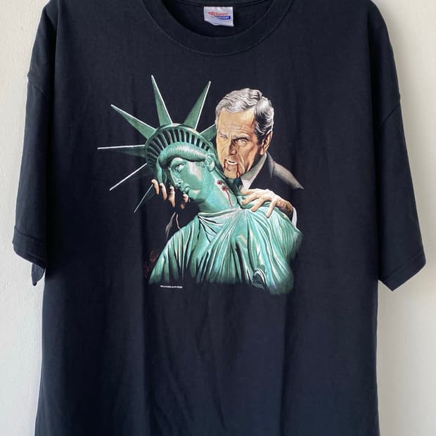 빈티지 Alex Ross 조지 부시 뱀파이어 자유의여신상 티셔츠 2xl