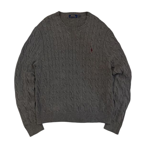 폴로 랄프로렌 꽈배기 케이블 니트 그레이