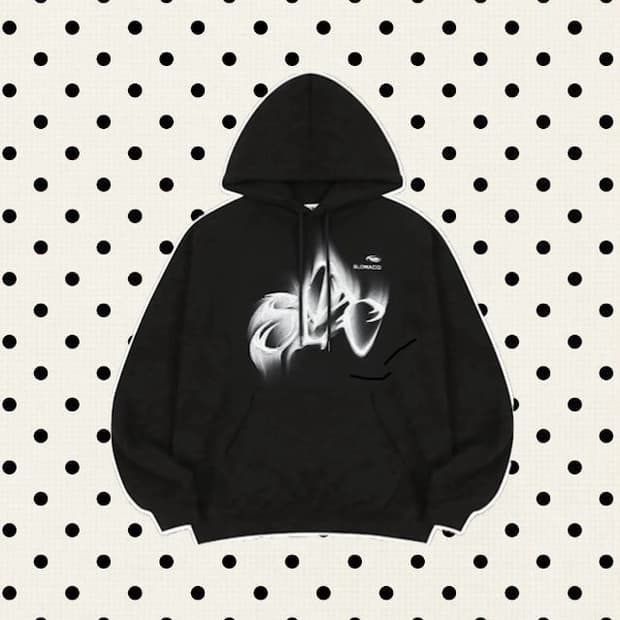 슬로우애시드 메탈릭 로고 hoodie [블랙]