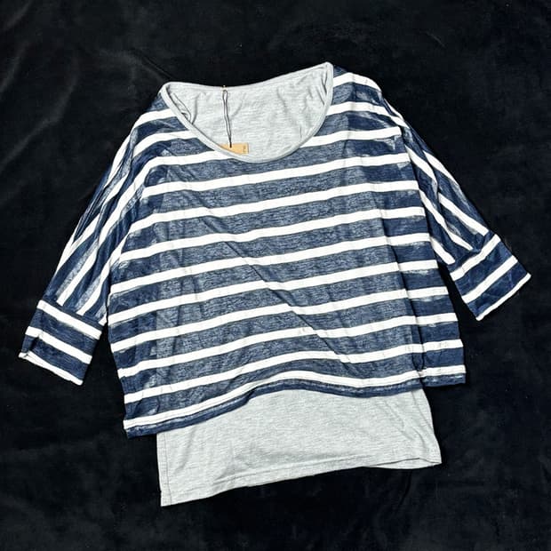 일본빈티지 Y2K 스트라이프 레이어드티셔츠