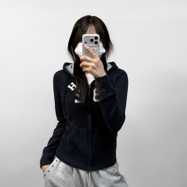 아베크롬비 피치 로고 후드집업 네이비
