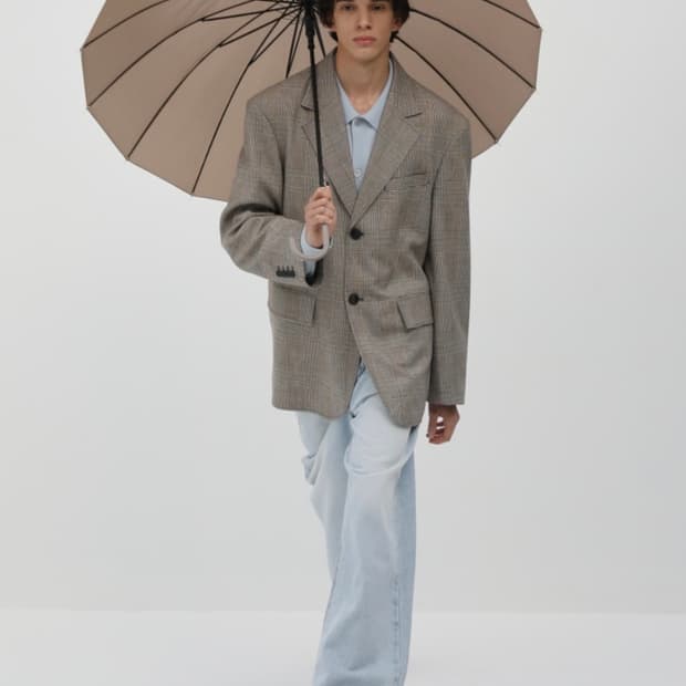 쿠어 글렌 체크 울 오버사이즈 블레이저 (M, 새상품)