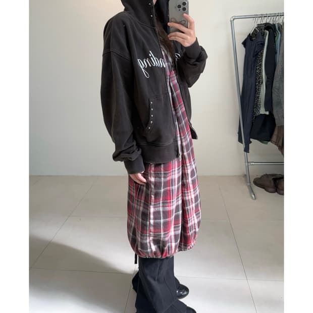 Wego 더티워싱 후드집업