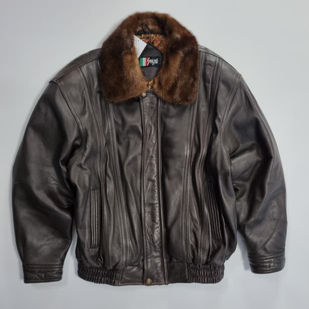 스파지오 브라운 레더자켓 퍼탈부착