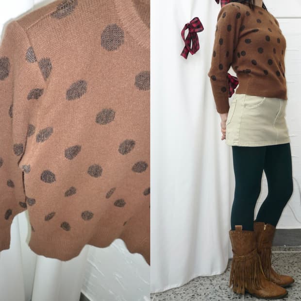 Brown dot knit