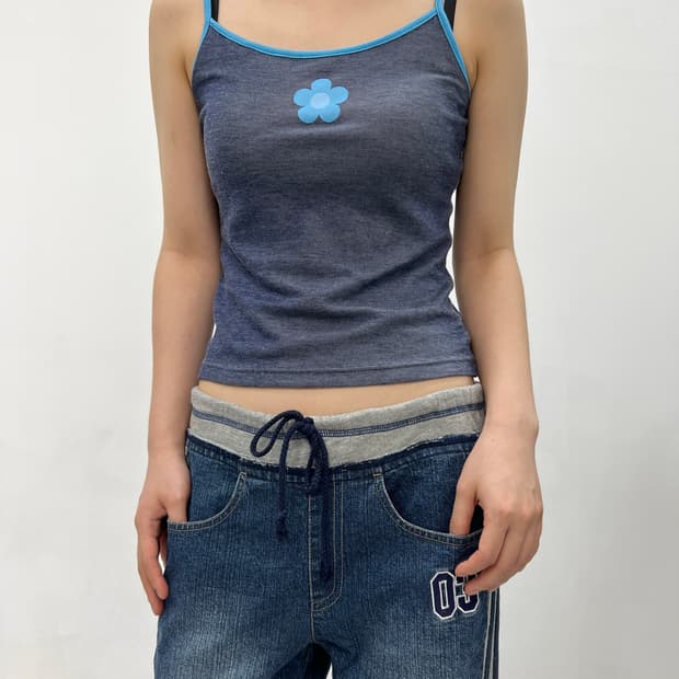 flower printing sleeveless