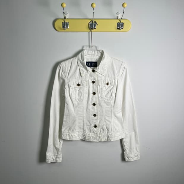 아르마니 진스 화이트 데님 트러커 자켓 40