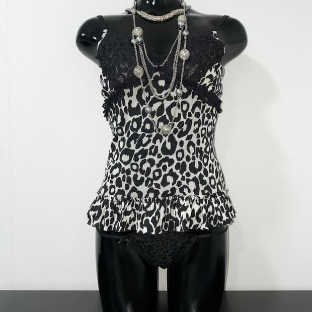 Leopard Lace Ruffle Camisole