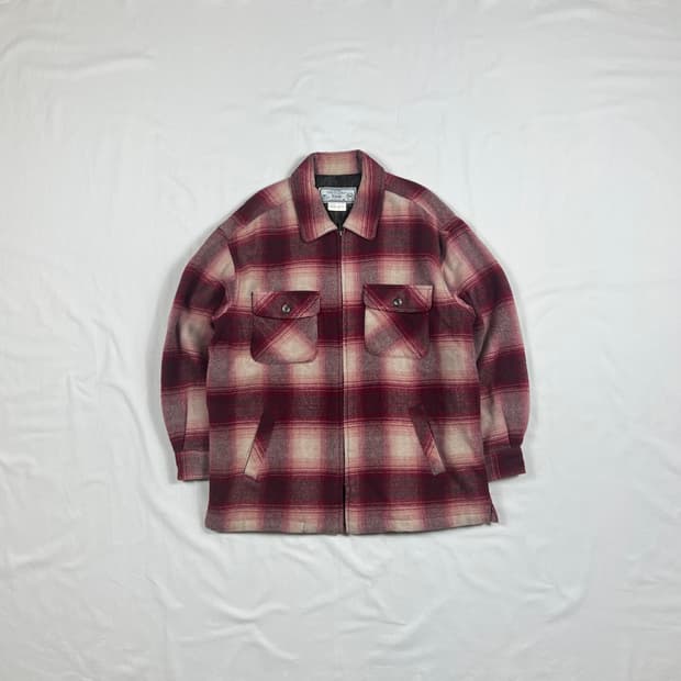 90‘s 빈티지 플란넬 체크 헤비울 셔츠 집업 자켓