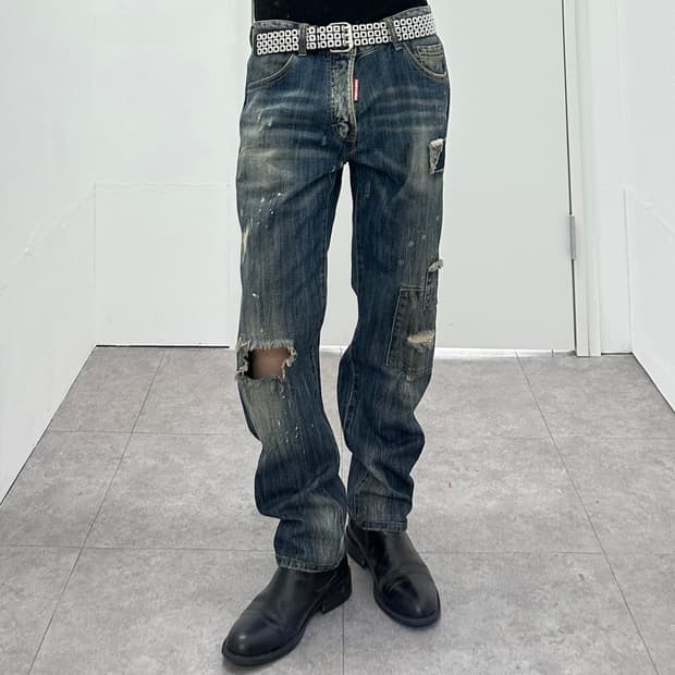 Dsquared2 Painted Patchwork Denim Pants