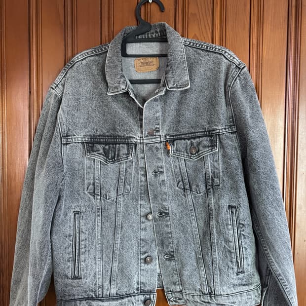 리바이스 흑청 데님 자켓(오랜지탭)