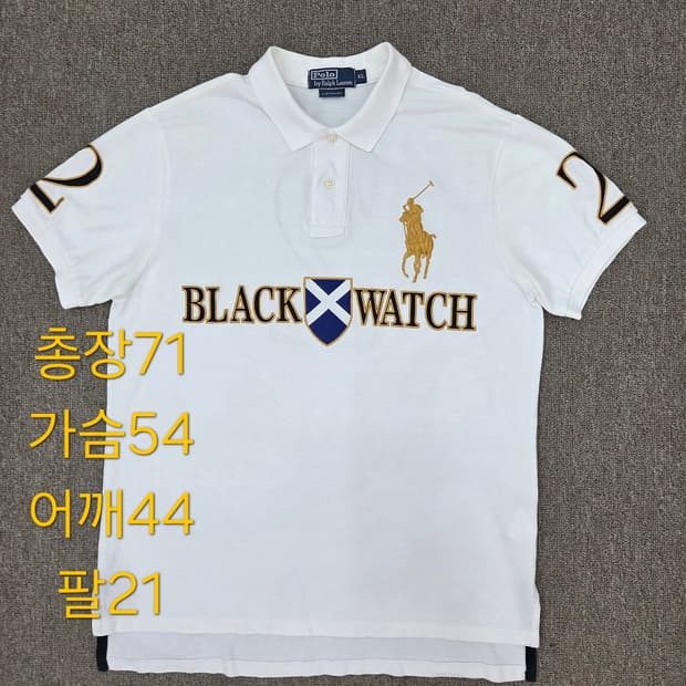XL 폴로 랄프로렌 블랙워치 반팔 카라티 화이트