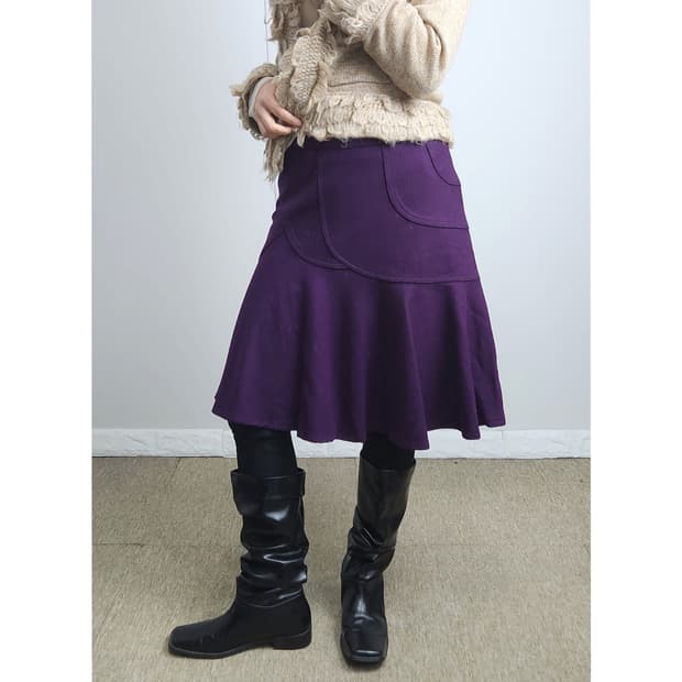 라인 물결 스커트