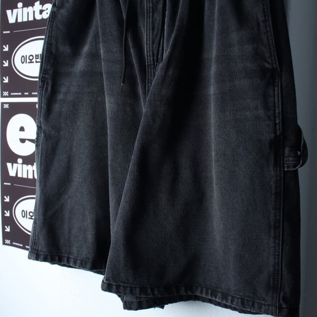 (L-XL) 토피 반바지 팬츠 데님 흑청 카펜터 밴딩-P10485