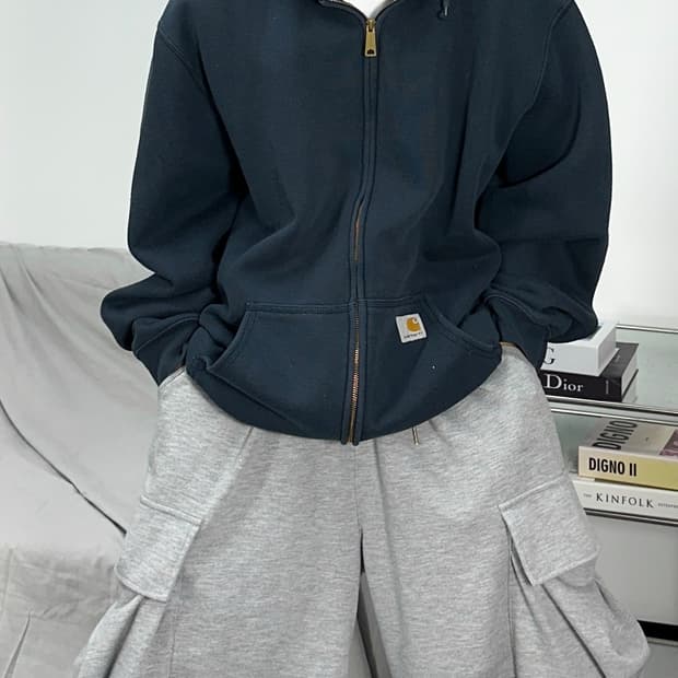 칼하트 미드웨이트 네이비 후드집업 XL