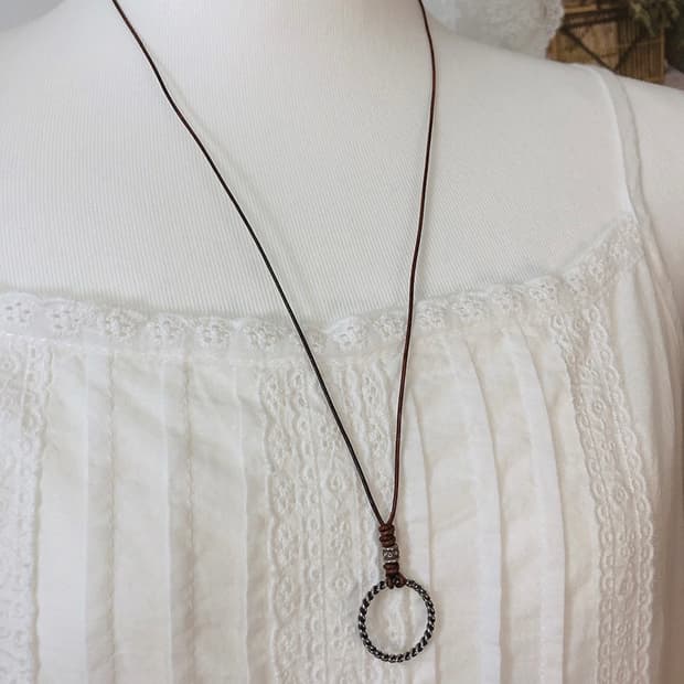 실버925 링 펜던트 우드끈 목걸이